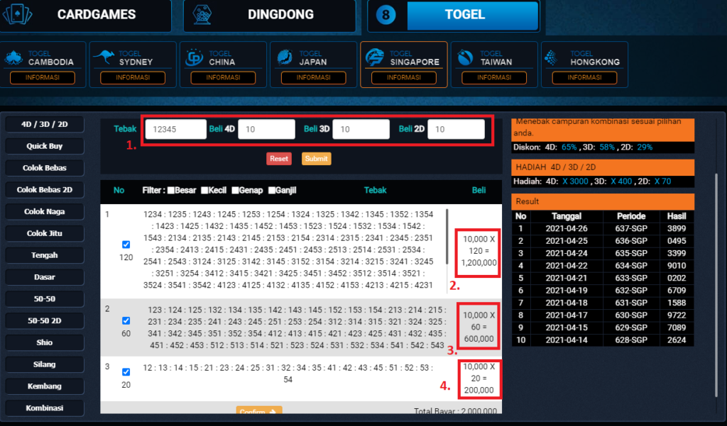 Tabel Bettingan BBFS Di Jayajitu